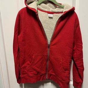Hanna Anderson Sherpa Lined Red Hoodie Size 150 (size 12)